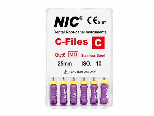 NIC Manual C-Files Size #10 Endodontic Files (Pack of 6)