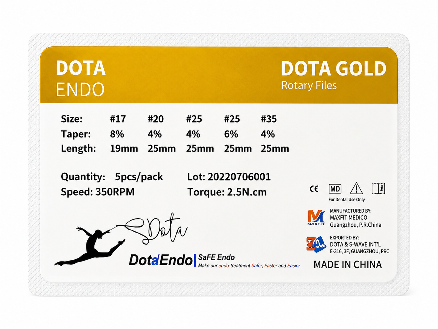 Dota Gold Rotary Files 25mm